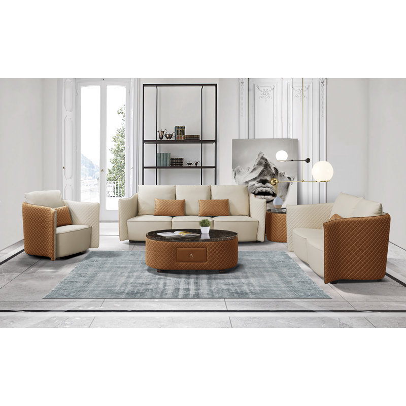 Makassar Marble Coffee Table, Orange