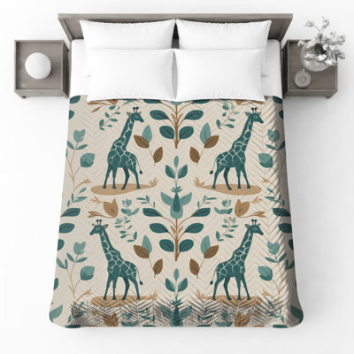 Giraffe With Leaves Bedding Giraffe Bedspread Animal