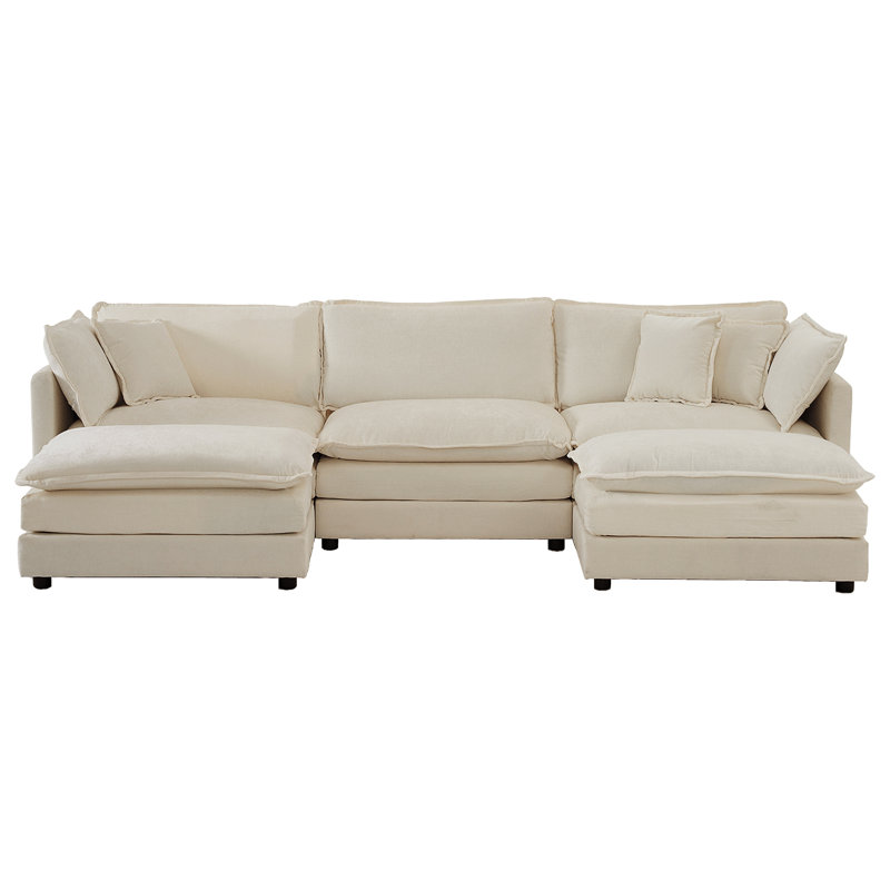 Canapé modulaire en U avec repose-pieds réversible, Beige