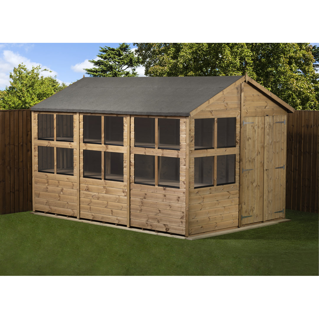 Empire Sheds Apex Potting Shed 8x12ft Double Door Wooden Garden Shed Brown - Image 4