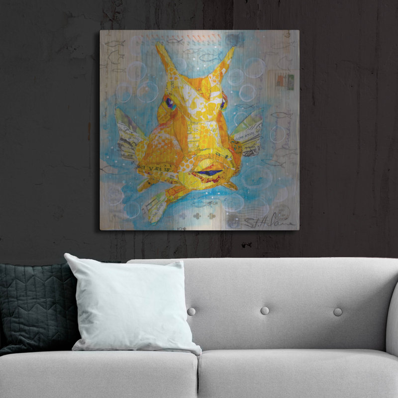 «Cow Fish» par St. Hilaire Elizabeth sur métal, H 36 po x l 36 po