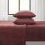 Drap simple 3 pièces, bourgogne, ultra doux et confortable, 100%, côtés brossés, velours, drap plat, taie d'oreiller ajustée, convient aux matelas de 16 po, lavable à la machine, en bourgogne confortable et chaud, double