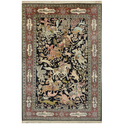Tapis en soie noué à la main Indo Kashmiri