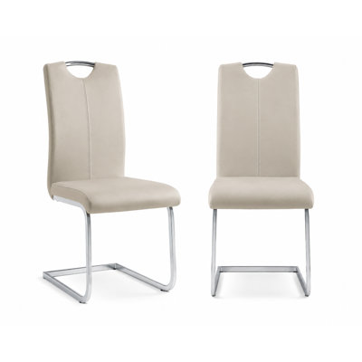 Odette Modern Upholstered Vegan Leather Dining Chair with Chrome Cantilever Frame