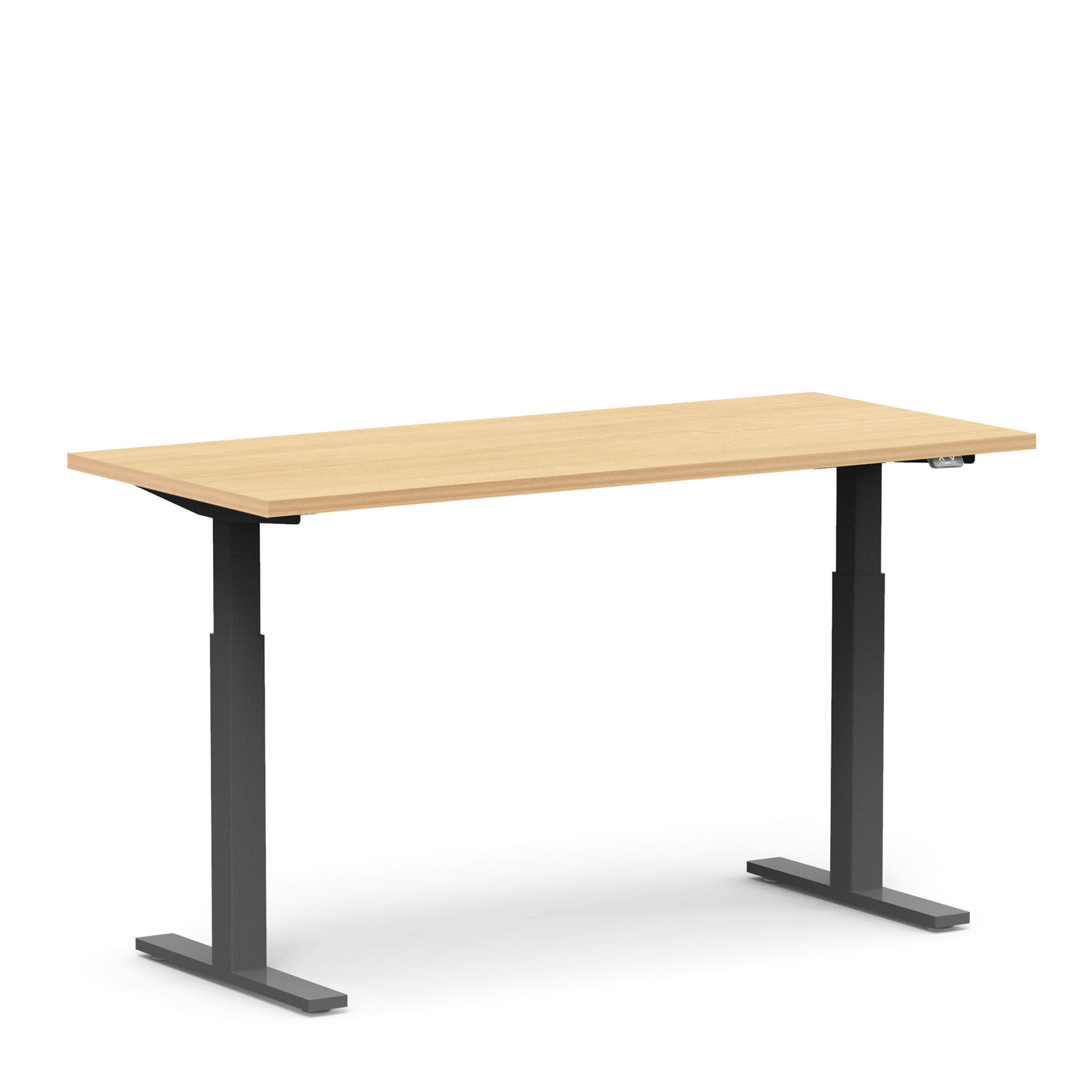Series L 2S Adj Ht Sgl Desk, Natural Oak/Charcoal, 48" H x 30" W x 60" D