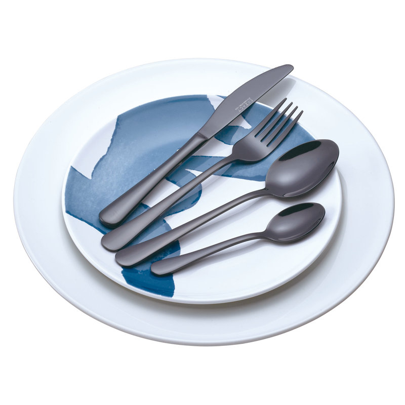 Cutlery 16 Piece Cutlery Set, Service for 4, Black