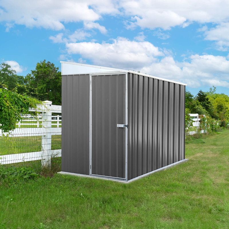 Absco 5' x 7' Gray Metal Bike Storage Shed