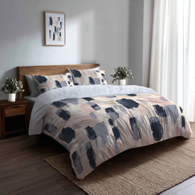Abstract Bedding Set 3 Pcs - Blue Gentle Marks Duvet Cover Set