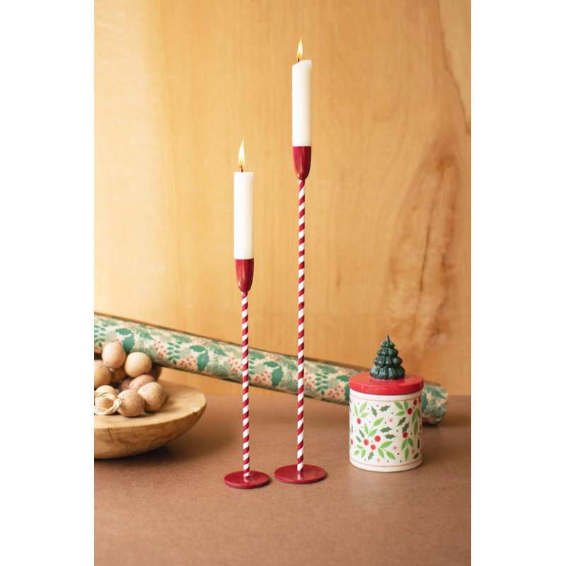 Ensemble de deux porte-bougies chandelier rouge et blanc 20 po Kalalou Christmas L 4 po, 2