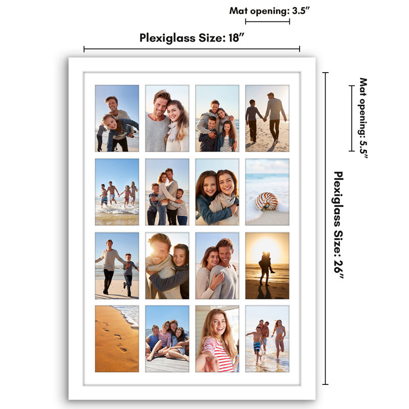18x26 Collage Picture Frame - Use as Sixteen 4x6 Picture Frame Openings or One 18x26 Photo Frame Made of Engineered Wood with Polished Plexiglass