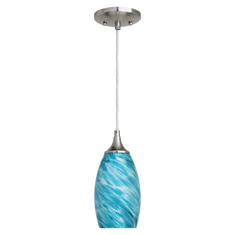 Finja 1 - Light Single Pendant, Celeste Wave, Satin Nickel