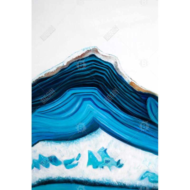 Profil de géode bleue - Toile de salon bleue pour la décoration intérieure, H 24 po x l 36 po