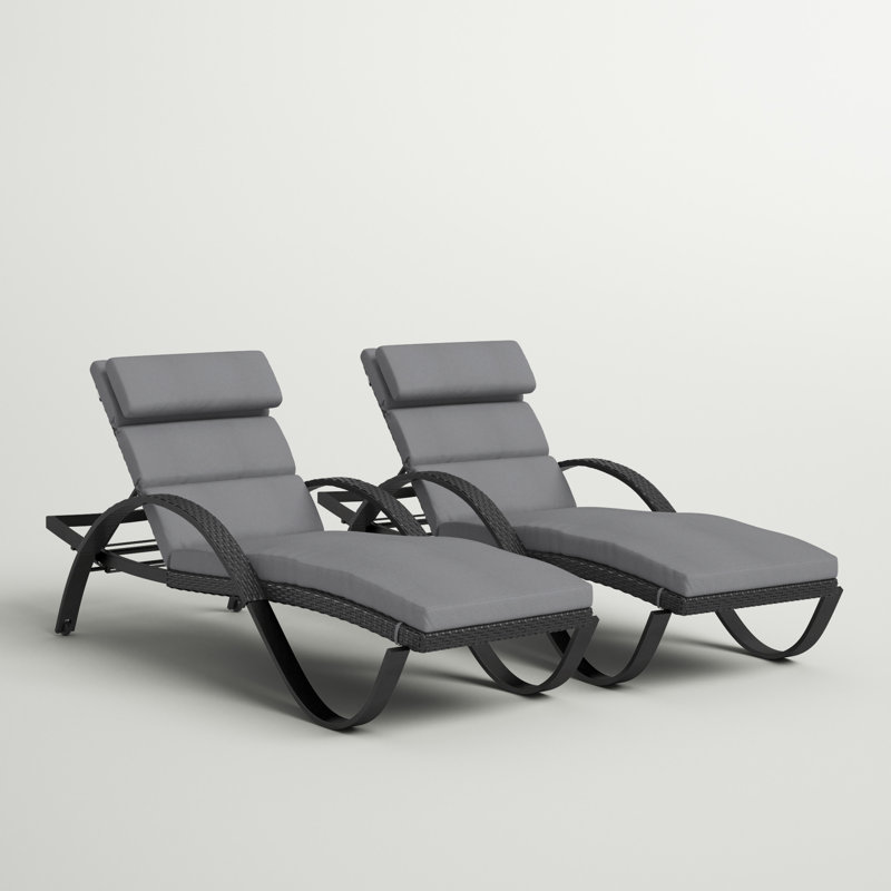 Ensemble de chaise longue inclinable en aluminium thermolaqué Fionnula, Sunbrella® gris anthracite