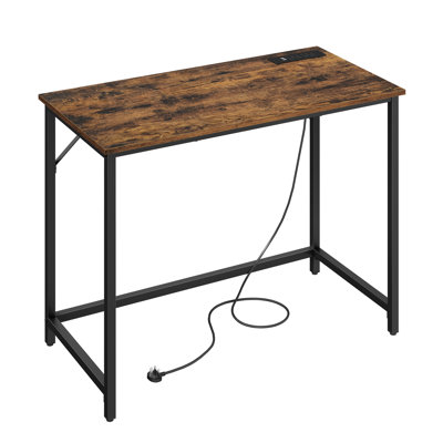 Ahuva Metal Base Computer Desk with Power Outlet