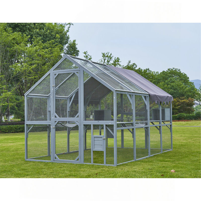 Enclos d'extérieur pour chat pour chat 110 "avec plateformes, plateforme imperméable - gris
