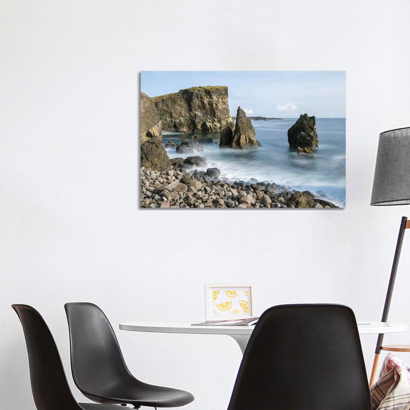 Coastal Landscape at Reykjanesviti and Valahnukur on Reykjanes Peninsula 1 Piece Wrapped Canvas Wall Art