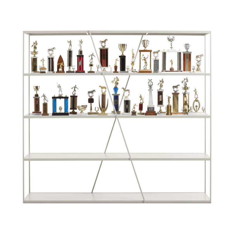 NeedWant Etagere Bookcase, Putty, (4 Shelves) 73" H x 80" W x 19" D