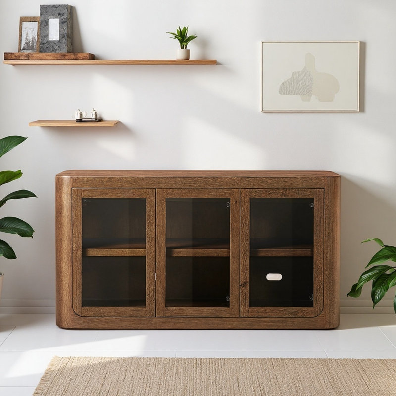 American Retro Design Display Cabinet, Brown