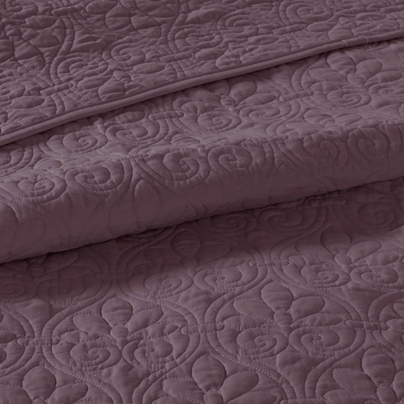 Reversible Quilt Set Purple King/Cal King, King Quilt + 2 Pillowcases, Purple