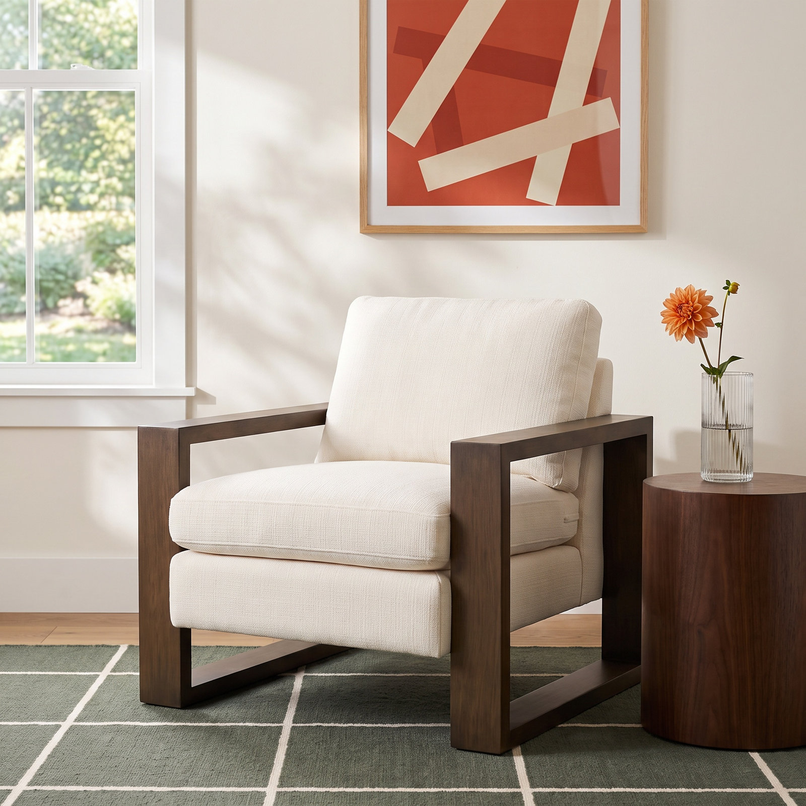 Elinor Linen Armchair, White