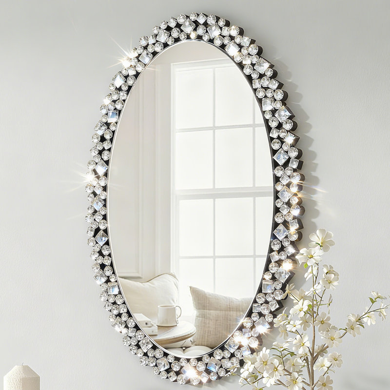 Bencouse 120cm Console Table and Oval Mirror Set Modern Glam Stylish