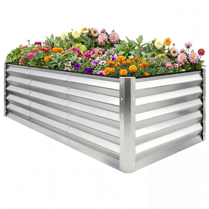 Seiter 6X3x1.5ft  Metal Outdoor Raised Garden Bed with gloves,Green, Green, 18" H x 72" W x 36" D