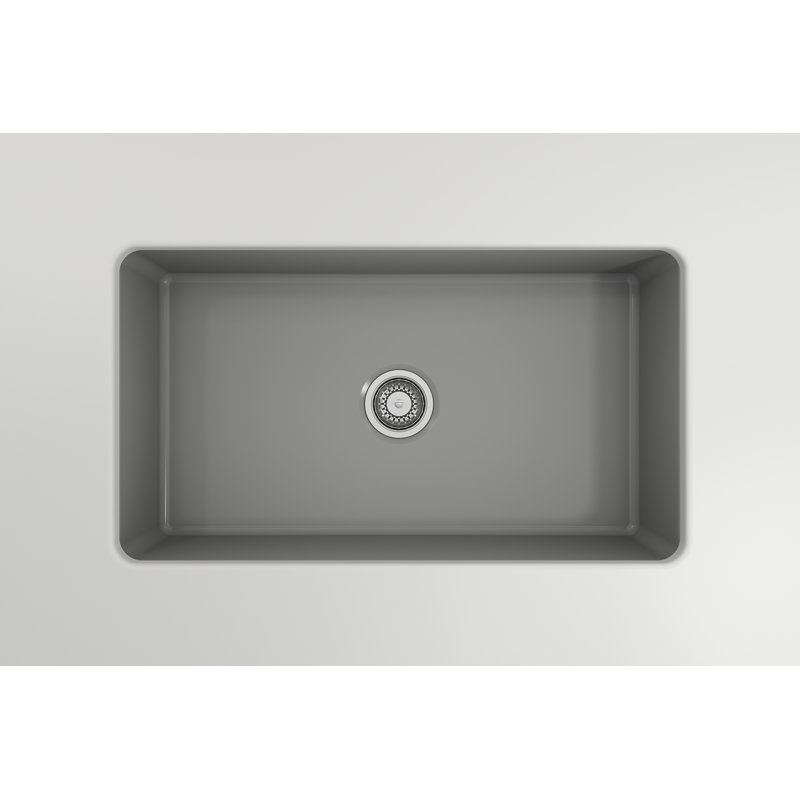 32 in. L Farmhouse Kitchen Sink, Matte Gray
