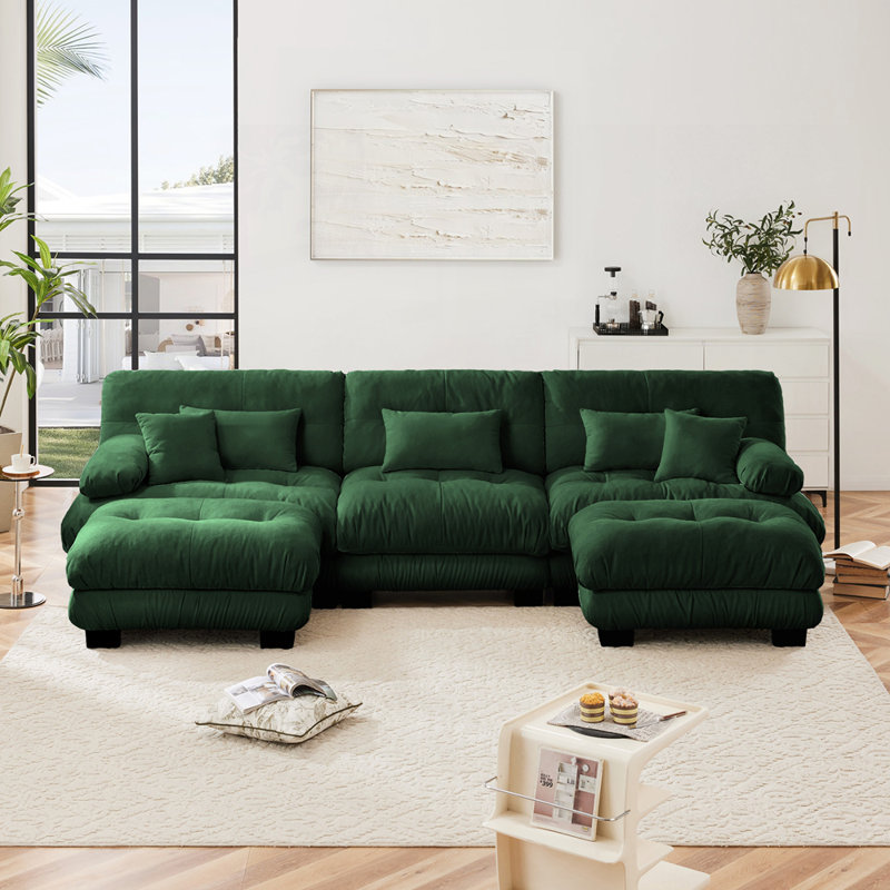 Luxueux canapé modulaire surdimensionné en forme de U pour le salon, Vert