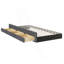 Lit plateforme double tapissier avec lit gigogne simple et 3 tiroirs, tissu en lin