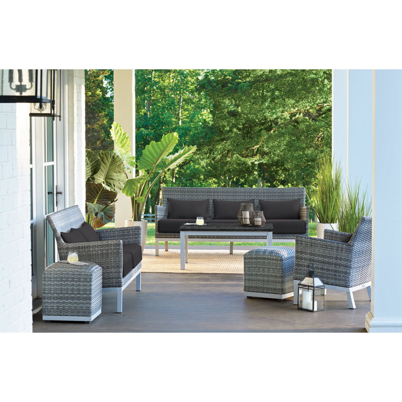 Saleem Outdoor Conversation Set, Jet Black