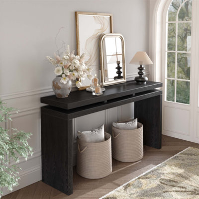 Console Farmhouse - Table d'entrée en bois rétro avec suspension à double panneau