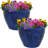 Chalet 11.75" x 11.75" x 9.5" Round Ceramic Outdoor Planter 2-Count - Imperial Blue-765208648-765246696