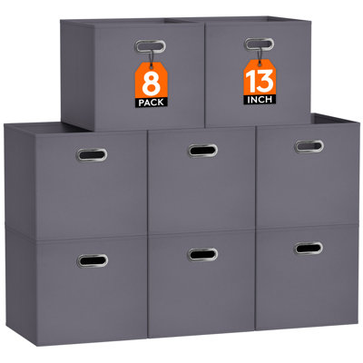 13 Inch Cube Storage Bins, 8 Packs Cube Storage Organizer, Foldable Decorative Fabric Storage Baskets For Organizing Home Organizers With Metal Handles For Shelves, Closet