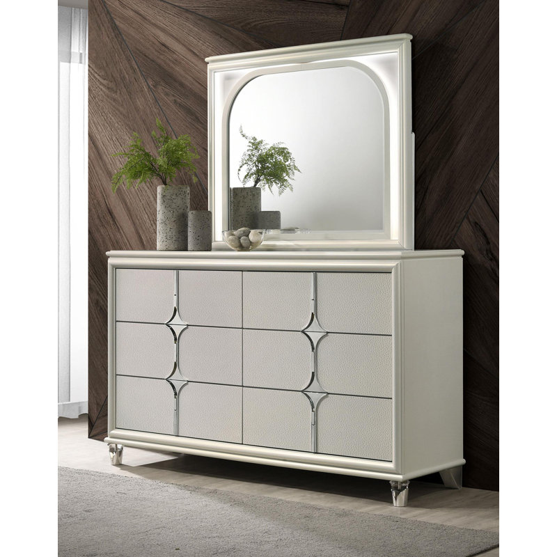 Miroir à DEL pour commode blanc perle
