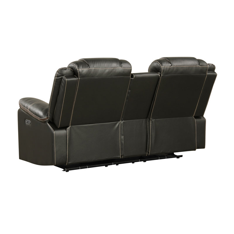 Challenger Modern Contemporary LED Power Recliner Loveseat With Console, Gray