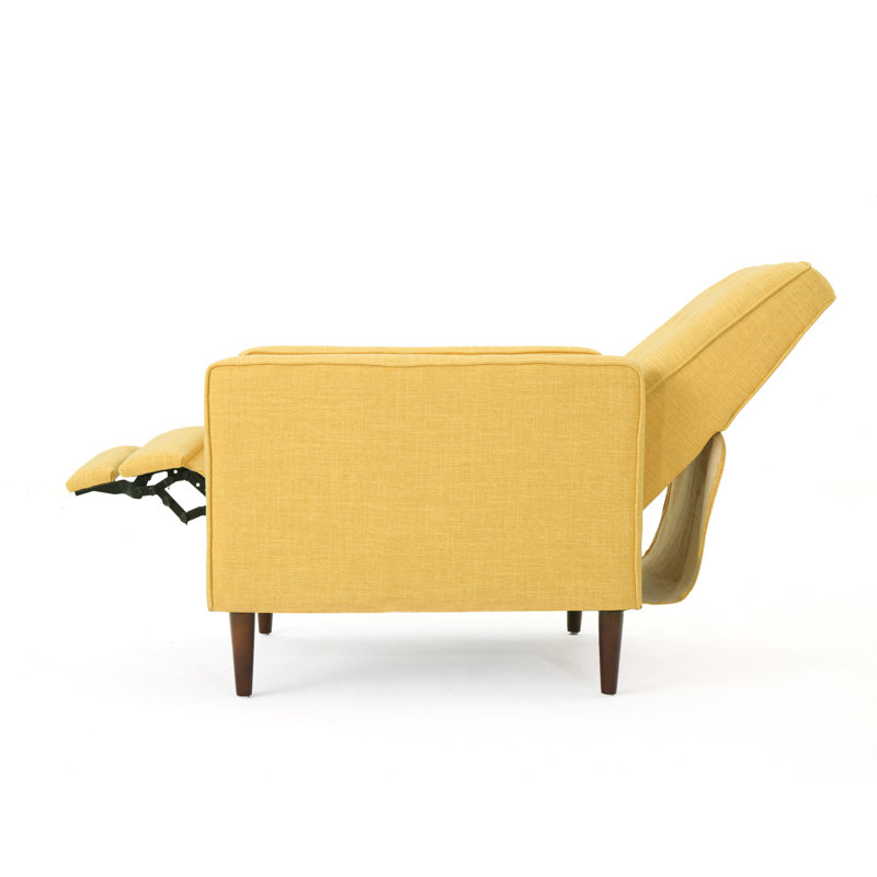 Upholstered Recliner, Muted Yellow 100% Polyester