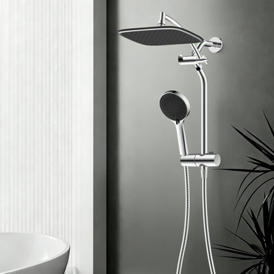 Dual Shower Head Combo With 10 Inch High Pressure Rainfall Shower Head And Handheld Shower
