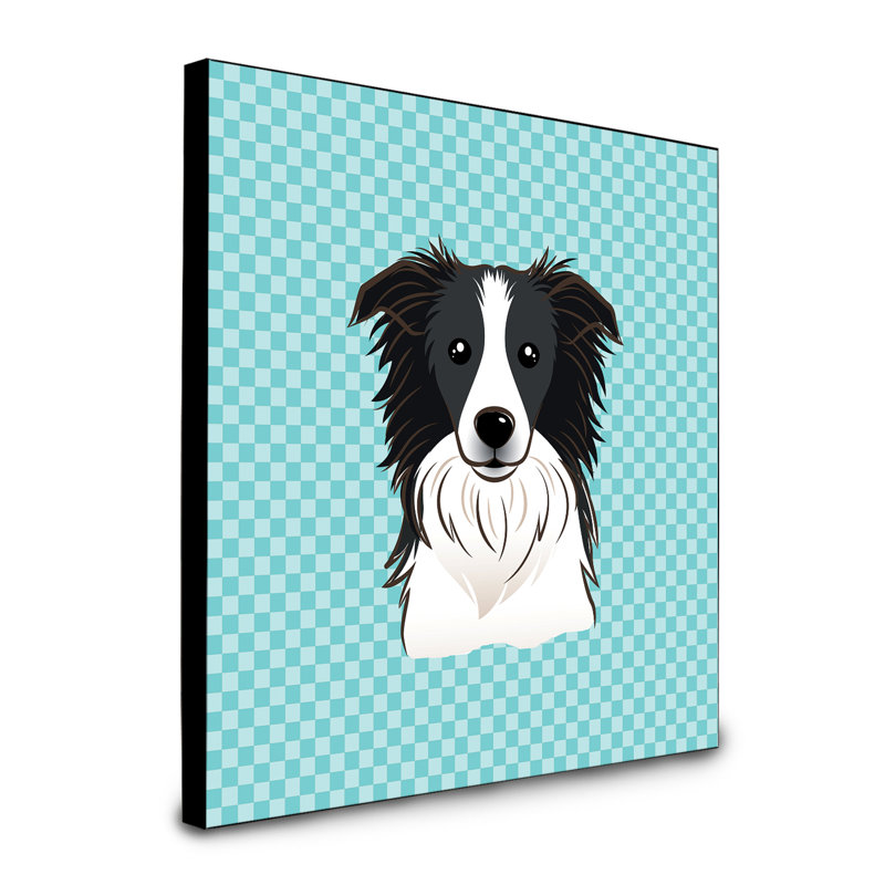 Panneau mural d’art Dungorbery, bleu, Border collie