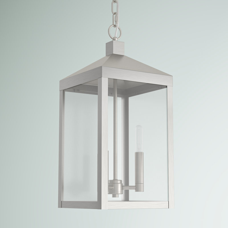 Inniss 3 - Light Outdoor Hanging Lights, Brushed Nickel, 18.5 H x 8.25 W x 8.25 D