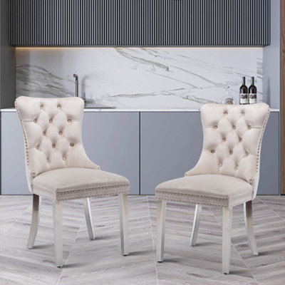 Jetzibe Tufted Velvet Upholstered Parsons Chair with Nailhead Trim