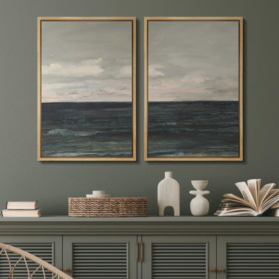 «Dramatic Seashore At Twilight Coastal Scene», 2 pièces sur toile