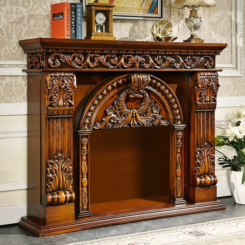 Meuble télé American cheminée, H 47,64 po x l 59,06 po x P 12,99 po, Brun