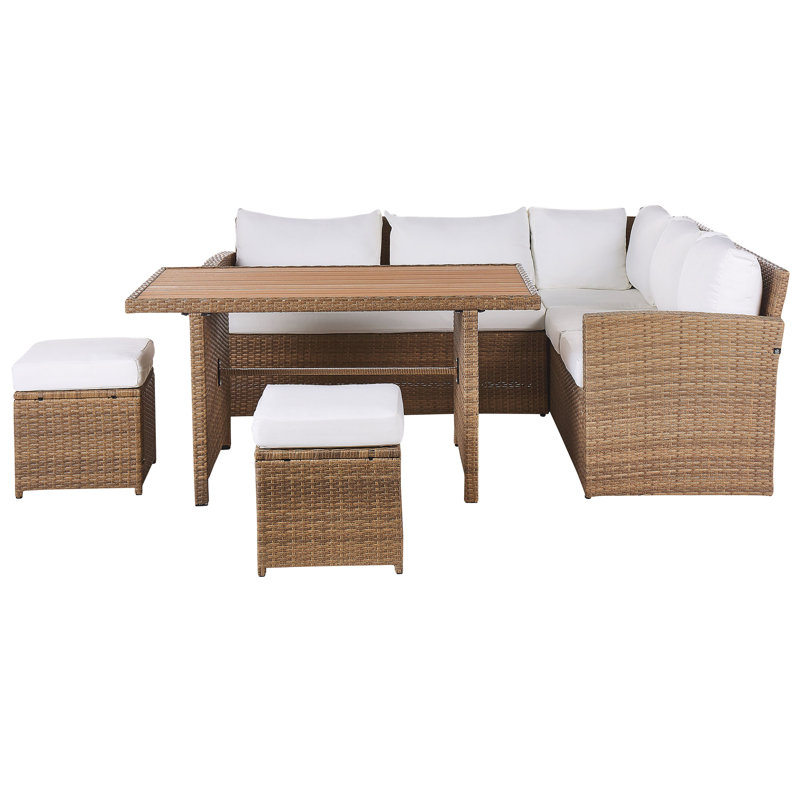 Anuar 5 - Person Seating Group with Cushions, Brown, White