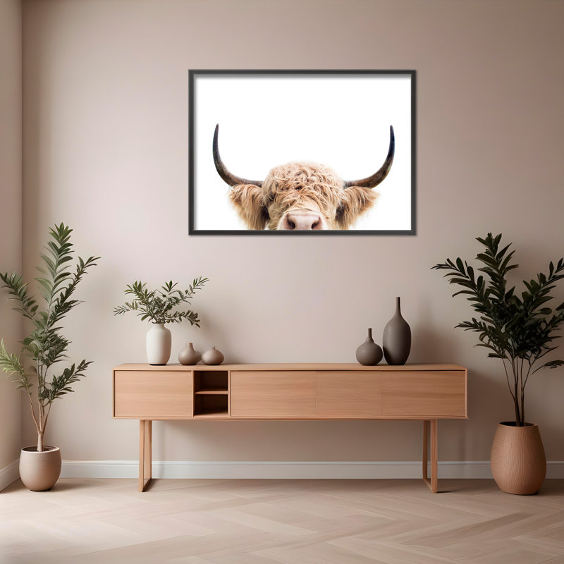 Nature Inspired Peeking Cow by  - Picture Frame Photograph on Paper, 24" H x 36" W x 1.5" D, Wrapped Canvas, Does Not Apply