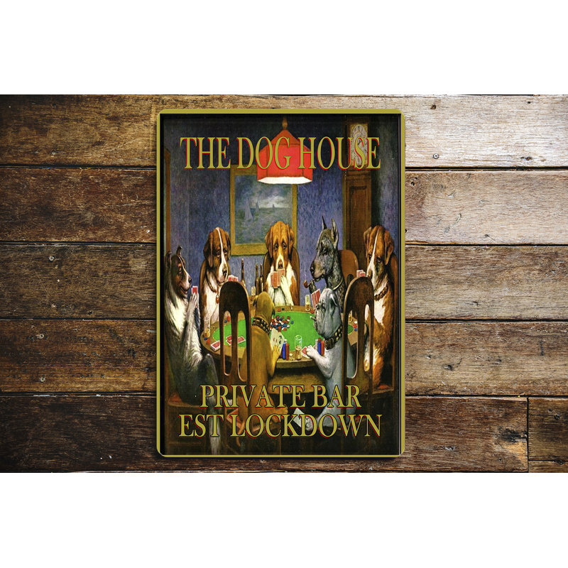 Home Pub Bar The Dog House - No Frame Print on Metal