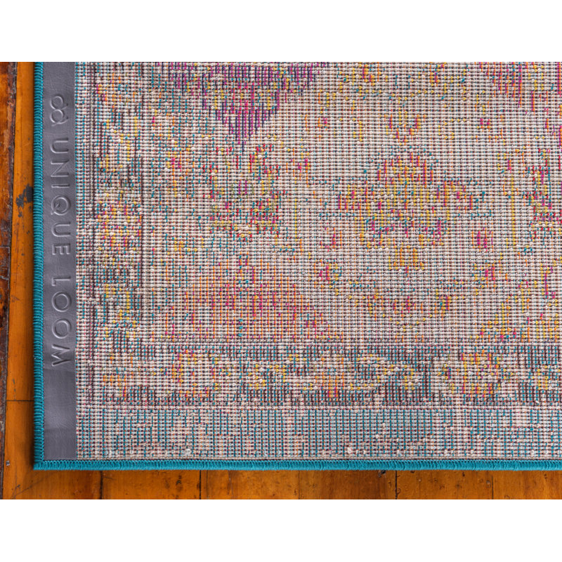 Tapis abstrait doré / vert Galyean, Rectangle 5 pi 1 po x 8 pi