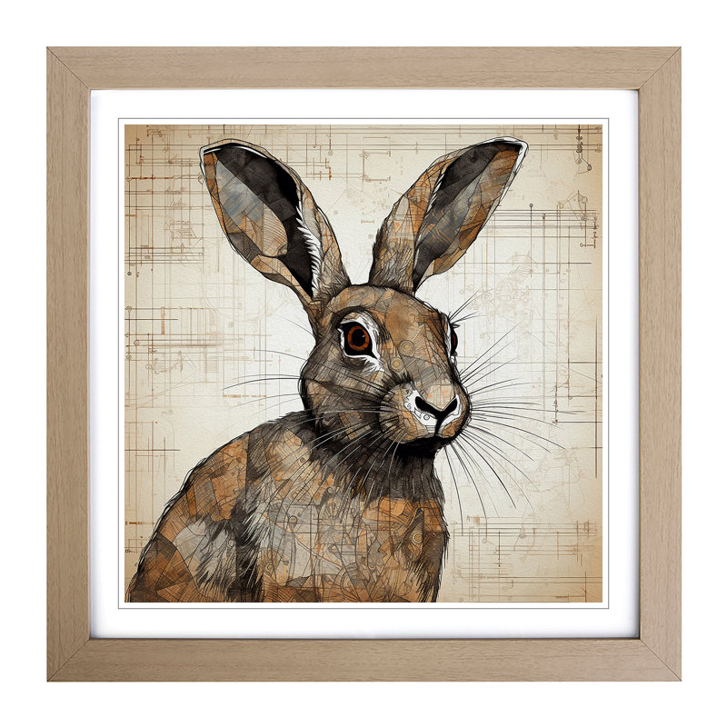 Hare Constructivism No.4 - Framed Print, Oak