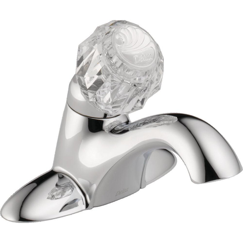 Modern Chrome Centerset Bathroom Faucet with Acrylic Handle