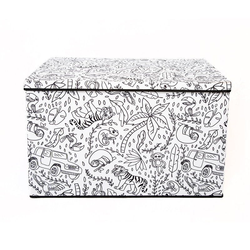 Large Jungle Print Collapsible Fabric Storage Trunk for Kids