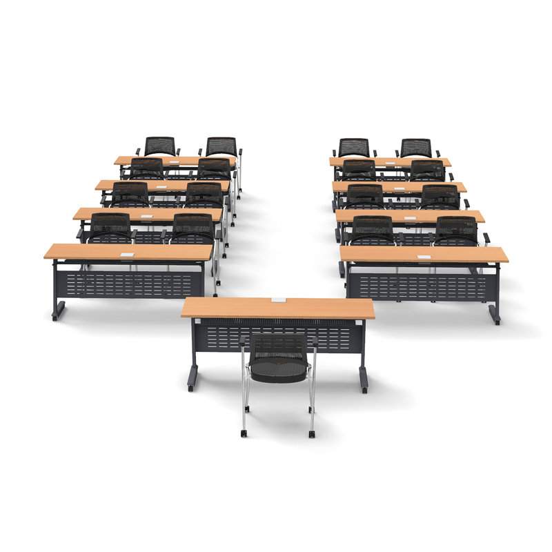 Benezar 17 Person Training Meeting Seminar Tables with Modesty Panels, 17 Chairs Complete 26 pc Set